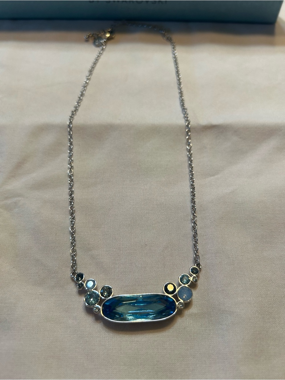 Touchstone Crystal Silver Necklace with Blue Crystals - Picture 5 of 8